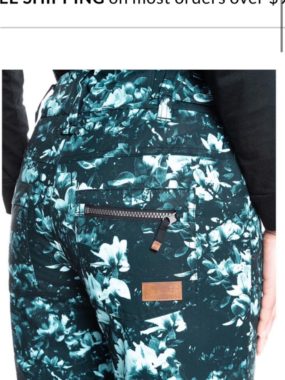 Roxy Nadia Printed Flower Women's Snowboard Pants - True Black Akio, Size Large - Picture 3 of 15